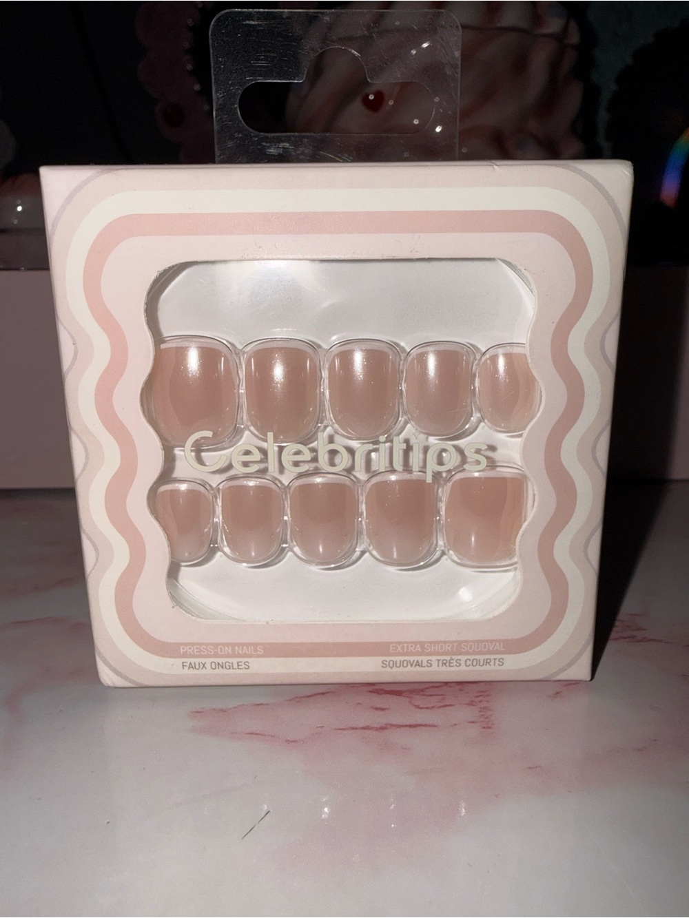 Celebritips “micro french glaze” Press-On Nails – Soft Pink/Beige Set